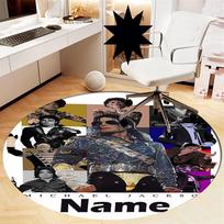 Custom Name Michael Jackson Printed Round Rug Carpet Chair Rug Area Rug Entryway Doormats,for Office Chair Living Room Bedroom Kitchen Room. 80cmx80cm
