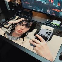 BILLIE EILISH Mouse Pad Large Gaming Table Cushion Non-slip Laptop Tablet Big Mousepad XXL Mat Mini PC Playmat With Lock edge_xia 30cmx60cm(11.8x23.6inch)