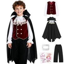 GOKEI Vampire Costume Halloween Cosplay Dracula Outfit Dress-up Kids Boys Count Noble Event Party Cute Cultural Festival Performance Wear black