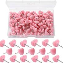 100 Pcs/Box Heart Push Pins Map Tacks Decorative Pushpins Poster Pins Notice Board Pins for World Map Fabric Marking rožinė