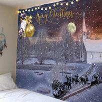 Kalėdinė gobelenas žiema Sniego senis Naujųjų metų fonas Sienos kabinamas dekoras Židinio kojinės Dovanos Kabantis audinys 95x70cm black