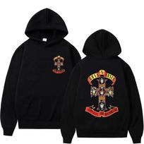 Rock Band Gun N Rose Graphic Hoodie Men Women Gothic Rock Metal Streetwear Male Casual Oversized Fleece Cotton Pullover Hoodies L black
