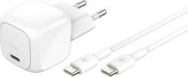 Belkin Compact USB-C Charger 30W + USB-C Cable white