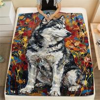 Husky Dog Print Flannel Blanket, High quality Comfortable for All Seasons, Home Decor, Warmth and Comfort, Perfect for Christmas Gifts67 130cm x 150cm gray