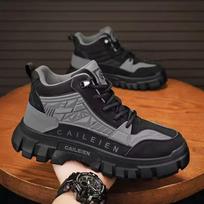 Martin boots high-top autumn British retro outdoor hiking shoes waterproof non-slip thick-soled wear-resistant shoes 44 gray