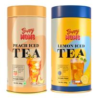 Guppy Moms Sugar-Free Peach Iced Tea & Lemon Iced Tea Combo - Natural Flavor, Low-Calorie, Refreshing Fruit Drink | Healthy Energy Drink Alternat yellow