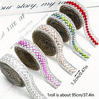 1roll Self-Adhesive Stickers For DIY Decoration, Glitter Ribbon Stickers, Home Decoration/Gift Decoration Champagne gray