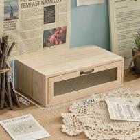Retro Multi-Layer Wooden Tabletop Storage Cabinet with Drawers As Shown gray