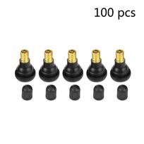 100PCS Black Tire Valve Stem Rubber & Brass Tubeless Tire Valve Stem  Tire Center Technicians TR412