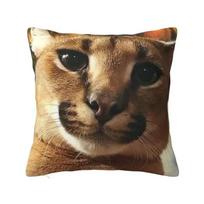 Big Floppa Caracal Cat Funny Meme Pillow Living Room Decoration Cute Cushion Decoration Salon Square Pillowcase Peach skin 18*18(CM)-1Pcs beige