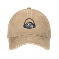 Silver Disco Ball with Headphones Baseball Cap hard hat Golf Cap Golf Hat Unisex Rave Elegant Womens Hats Unisexs beige