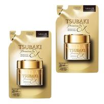 2 pieces TSUBAKI Premium EX Repair Mask Hair Pack Refill 150g + 1 disposable glove set beige