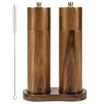 Akacijos medienos druskos ir pipirų malūnėlių rinkinys su keramikiniu malimo mechanizmu SALT PEPPER Box Set brown