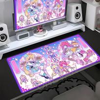 Cute Pink Anime Girl Mouse Pad Kawaii Cartoon Mousepad Large Desk Mat Non Slip Rubber Soft Cloth Stitched Edge Gaming Mouse Mat 30x60cm white