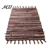 Minimalist Nordic Style Rug Reversible Cotton Rag Rug, Boho Hand Woven Multi Color Striped Bath Pet Friendly Floor Carpet with Tassels, Machine 120 cm
