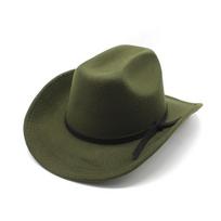Gus Slope Crown Felt Hat Wide Brim Fedora Hat Elegant Western Cowboy Hat  for Men and Women black