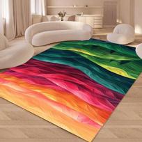 Gradient Wavy Line Area Rug Anti-slip Colorful Wave Floor Carpet Modern Art Decor Mat for Indoor Living Space Rugs Living Room 80x120cm-Felt