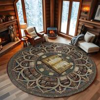Sage Green Vintage Pink Rose Round Rug Non Slip Washable Mat For Farmhouse Bedroom 80x80cm