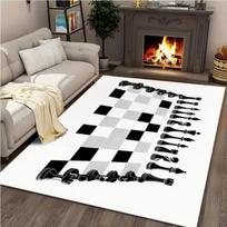 Living Room Rug Chess Theme Carpet Non-Slip Soft Easy To Clean Durable Intellectual Stylish Board Game Decor Area Home Decor Mat 40X60cm gray