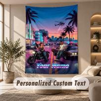 GTA Tapestry, Personalized Custom Text, Wall Hanging Tapestry For Living Room Home Wall Decor 100cmx150cm black