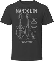 Mandolin Patent Blueprint Vintage Bluegrass Musician Gift T Shirt 120 gray