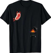BBQ Steak Dive Cartoon Graphic T-Shirt Funny Grilling Food Humor Men T S-5XL 5XL įvairiaspalvis