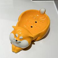 Corgi Shape Cartoon Cute Bathroom Soap Holder with Drain Water Yellow Soap Box Soap Storage Case Container Bathroom Accessories orange