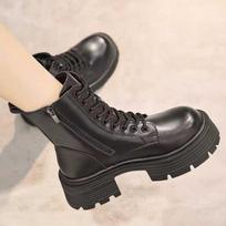 Small thick-soled black Martin boots women's new autumn and winter heightening boots thick-heeled short boots 40 gray