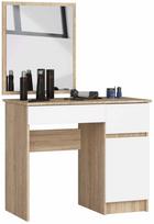 Kosmetinis staliukas Akord Furniture Factory Right, balta sp./sonoma ąžuolo sp., 142 cm x 50 cm x 90 cm
