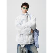 Vyriškas tie-dye avies vilnos medvilninis švarkas - Žieminis su pastorintu šiltu pamušalu, nacionalinė tendencija L pilka spalva