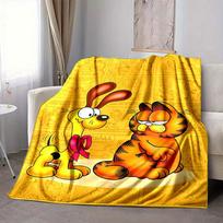 1 vnt. Garfield animacinių filmukų komiksų flanelinis pledas, minkštas, draugiškas odai, su skaitmenine spauda, įvairių dydžių, tinkamas šeimai, draugams, gimtadieniui 80x120cm yellow