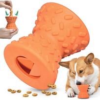 Natural Rubber Dog Chew Toy For Aggressive Chewers Food Dispensing Puppy Bone Treat Leaking Pet Play Game orange