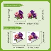 Self-adhesive Removable Vintage Purple Pink Rose Toilet Stickers for Bathroom Toilet Atmosphere Decor 25x50cm įvairiaspalvis