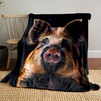 Pūkuotas dryžuotas paršiukas miegamojo pledas svetainės sofai pietų pertraukai Minkštas užklotas draugo festivalio dovanai 80cm x 120cm black