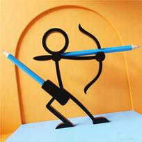 Creative 3D Printed Stick Figure Pencil Holders Pen Stands Pen Pots Desktop Ornaments Office School Supplies Stationery Gift orange