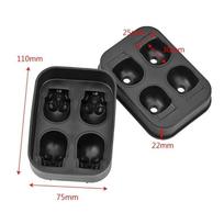 3D Diamond Skull Ice Cube Mold with Funnel Silicone Flexible 4-Cavity Ice Maker Mold Ice Cream Tool Cube Maker black