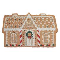 Soft Christmas Doormat Gingerbread House Door Not Easy To Shrink Anti Slip Gingerbreads Welcome Mats For and Kitchen. beige
