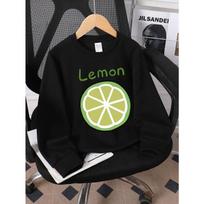 Kids Sweatshirt,Lemon Slice Design Crew Neck Fashion Sweatshirt, Autumn and Winter Top 170 juoda