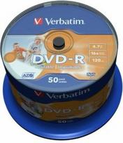 Verbatim DVD-R AZO Recordable Discs, 4.7GB, 16x, Wide Printable, Non-Identifiable, 50-Pack Spindle