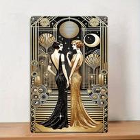 Aukso amžius Dvigubas grožis Retro metalinis skardinis ženklas Sienų dekoracija Naudojamas kambario dekoravimui Namų Restorano Baro Kavinės Garažo 20x30cm（7.8x11.8inch） black