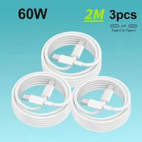 3/5/10pcs2M USB C Fast Charging Cable Type C to Type C PD Quick Charger Cord Data Sync Wire for iPhone 15 16 Samsung Galaxy S24 S23 iPad MacBook 2M/3PCS balta