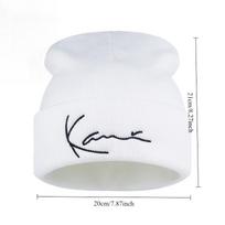 Karl Kani Retro Letter Embroidered Knitted Hat For Men And Women Winter Warmth Hooded Knitted Hat white