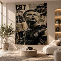 Dekoratyvinis gobelenas, Cristiano Ronaldo spausdintas sienos menas, Lengvas sieninis kabinamas elementas miegamojo fonui 180cmx200cm