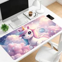 Large Mouse Pad Cute Unicorn Rainbow Cloud Print Stitched Edge Antislip Rubber Desk Mat For Gaming Working Home Office Use 800x300x2mm white