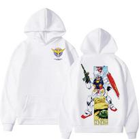 Classic Gundam Mecha Front and Back Large Print Thickened Casual Loose Autumn Winter 2YK Hoodie M white