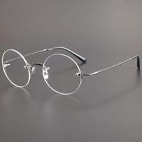 Steve Jobs Style Round Rimless Titanium Eyeglass Frame 007 - Lightweight and Versatile, Unisex, Fit for Prescription Lenses. gray