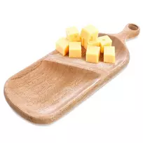 Užkandžių lėkštė su 2 skyriais, iš mangų medienos, ruda, 40,5 × 14 × 2,5 cm