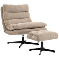 Fotelis su 360° sukimosi mechanizmu ir reguliuojamo aukščio kojų atrama, rudas, 79 x 94 x 88 cm