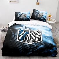 A-Attack O-On T-Titan Bedding Sets Anime 3D Printed Duvet Cover Pillowcases Soft Microfiber Boys Adult King Size Home Textiles Eu Single 135x200cm gray