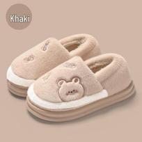 Unisex žieminiai animaciniai medvilniniai šlepetės: Mielas, Pliušinis, Šiltas, Uždaru kulnu, skirtas dėvėti patalpose 36-37 (23.5cm inner length) beige